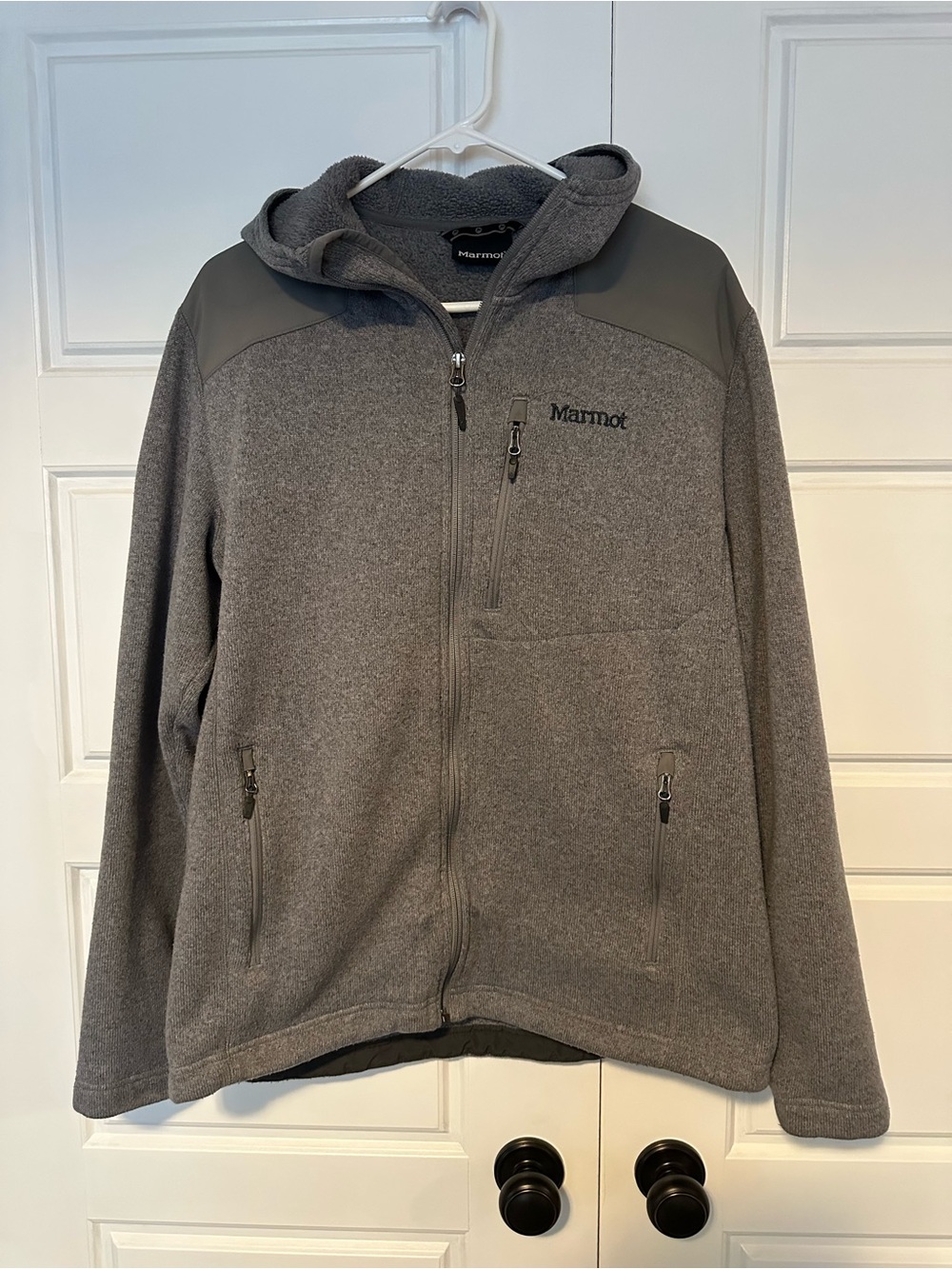 Marmot Men's Heather Gray Hooded Performance Fleece Jacket
